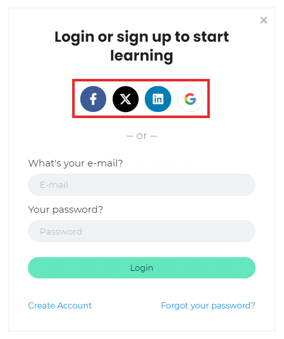 Login pop-up